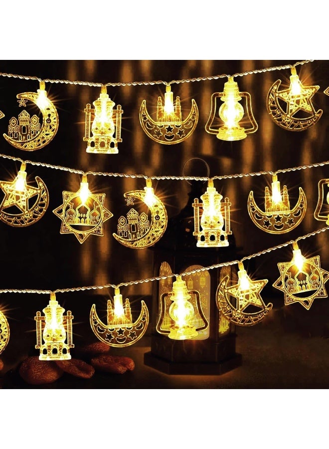 زينة رمضان أضواء السلسلة، 3 أمتار 20 لمبة رمضان وعيد، أضواء تعمل بالبطارية للديكور الداخلي والخارجي لرمضان مبارك كريم، 3 بطاريات وUSB طاقة مزدوجة - Image 1